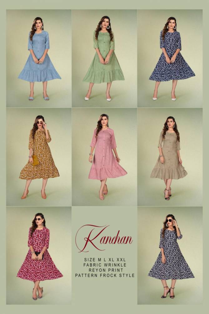 Beauty Kanchan 1 Rayon Printed Fancy Ethnic Wear Designer Kurti Collection
